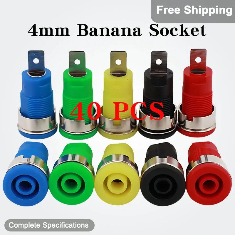 

40 PCS 4mm Banana Socket Terminal, 32A Female Jack, 5 Colors Panel Mount Binding Post Wire Connector for Amplifier, Arduino