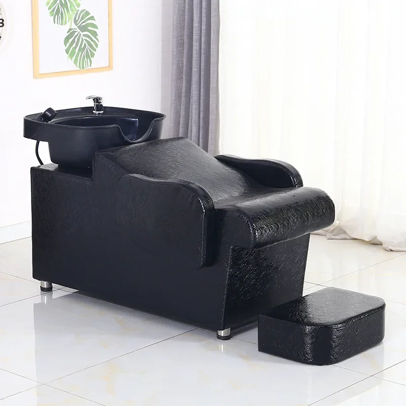 Cheap price Washing salon shampoo massage chair red black hairdressing shampoo bed hair spa head Washing Barber Chair with Sink