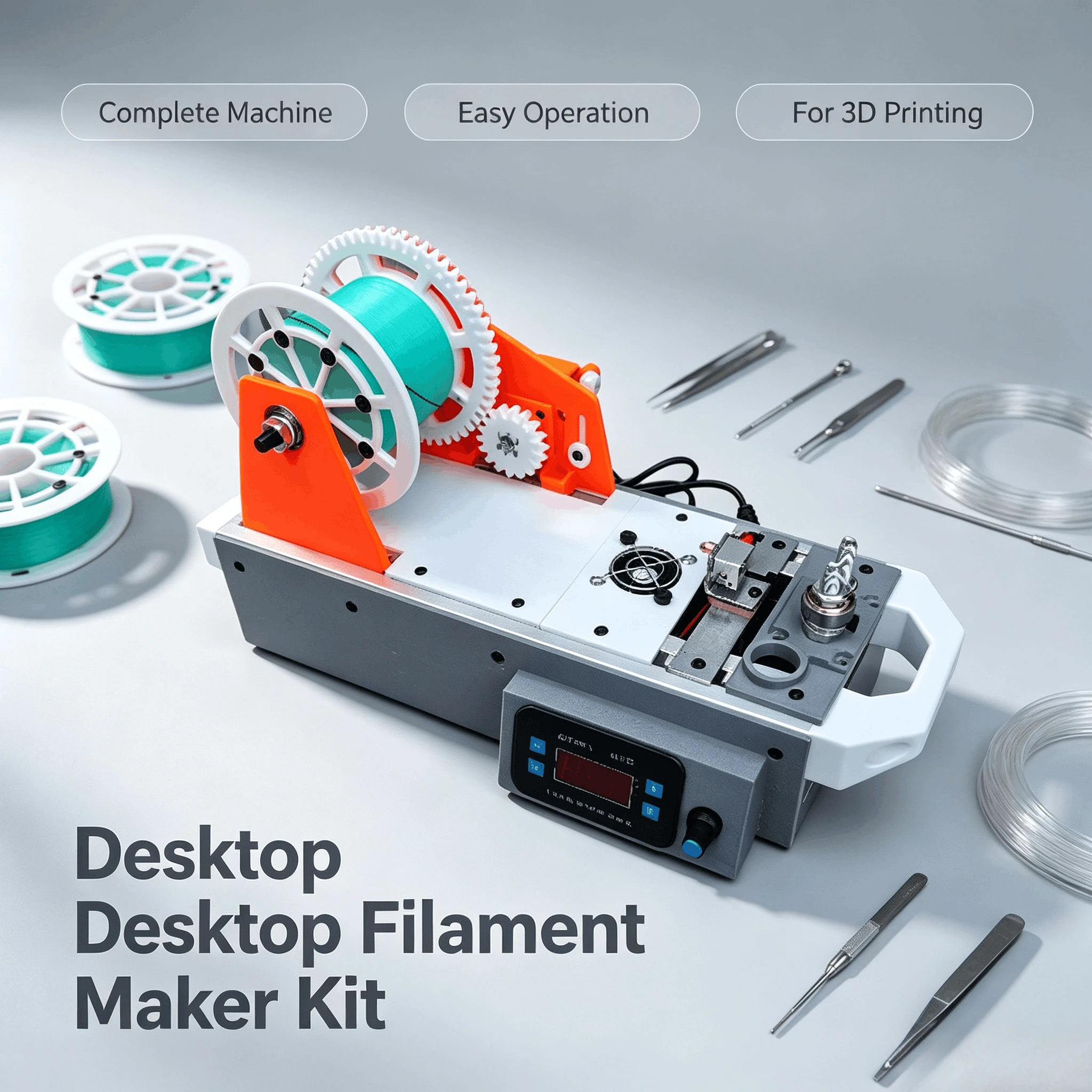 3D Printing Filament Maker, Plastic Bottle Drawing Machine, Mini Plastic Extruder, Turn PET Bottles into 3D Printing Filament