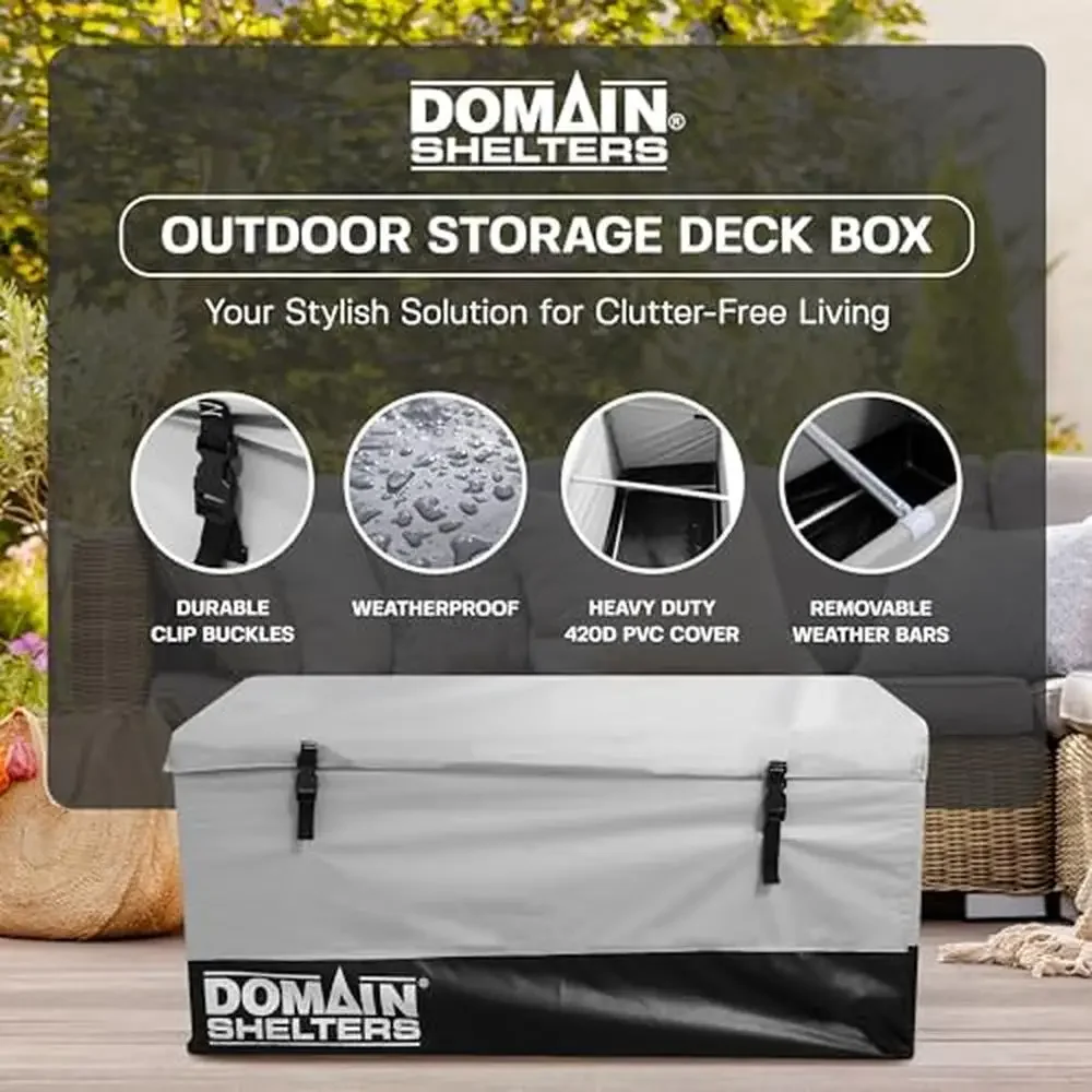 Outdoor Garden Storage Container Deck Box w/Removable Weather Bars & Durable Clip Buckles