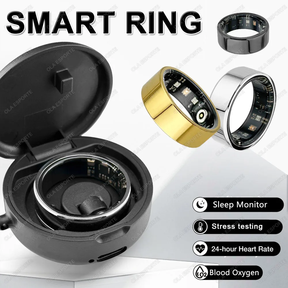 

Смарт-кольцо для мужчин и женщин, тестирование стресса, мониторинг сердечного ритма и кислорода в крови, водонепроницаемость IP68 и 3 АТМ, умное управление в нескольких спортивных режимах