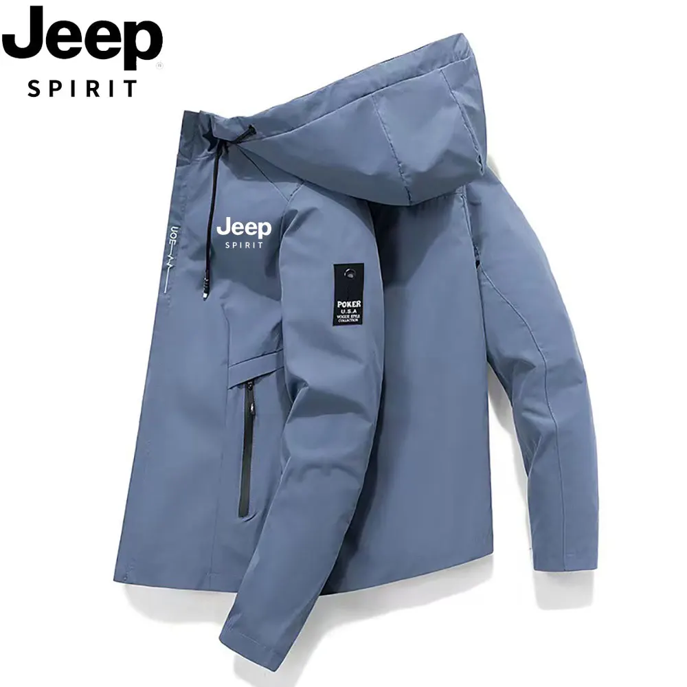 JEEP 2026 all-new high-quality sporty, comfortable, waterproof outdoor hooded jacket with fashionable zipper, suitable for men,