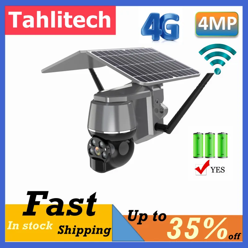 4G Solar PTZ Camera Wireless Solar IP Camera 4mpBuilt-in Rechargeable Battery PIR Detect Two Way Audio Solar Camera CCTV IP Wifi