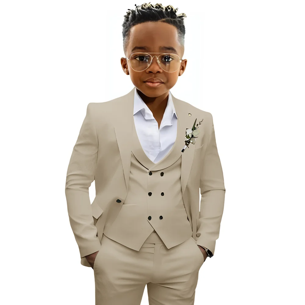 Khaki Kids Suit 3 piece Suit Formal Wedding Tuxedo for Boys Custom Blazer Custom Suit for Formal Jacket