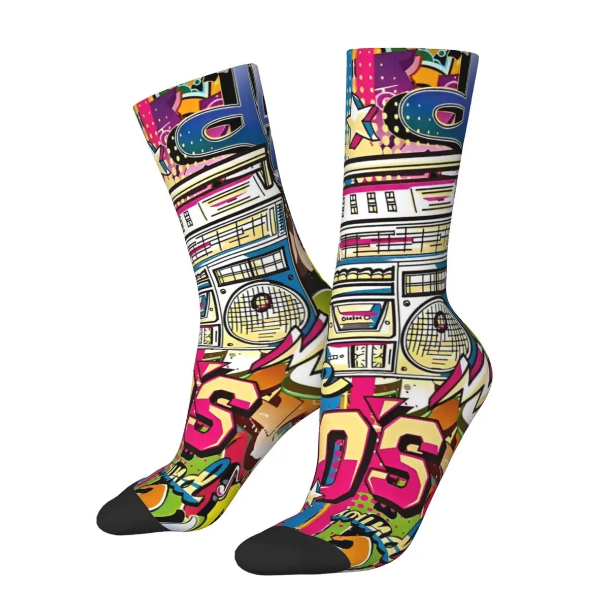 

90s Music Comic Colorful Socks Men Women Polyester Casual Socks Hip Hop Spring Summer Autumn Winter Middle Tube Socks Gifts