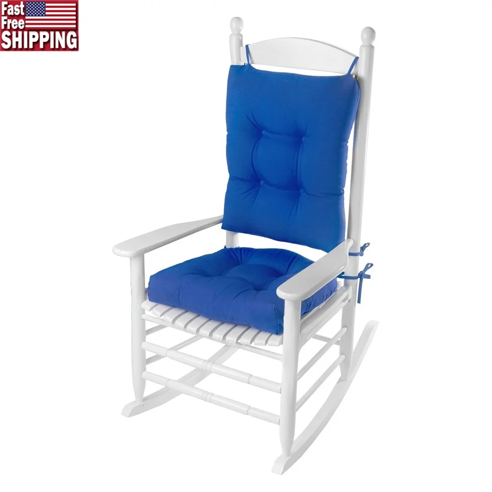 

Outdoor Indoor Rocking Chair Cushion Set Fade Resistant Durable Fabric Ties Comfortable Polyester Fiber Cushions Porch Living