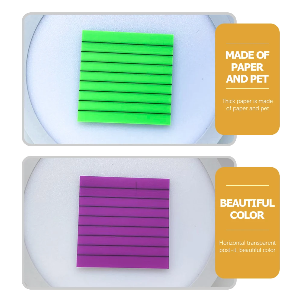 8 Pcs Stickers Transparent Office Stationery Supplies Pads PET Memo Household Notepads Study Self-stick Notes