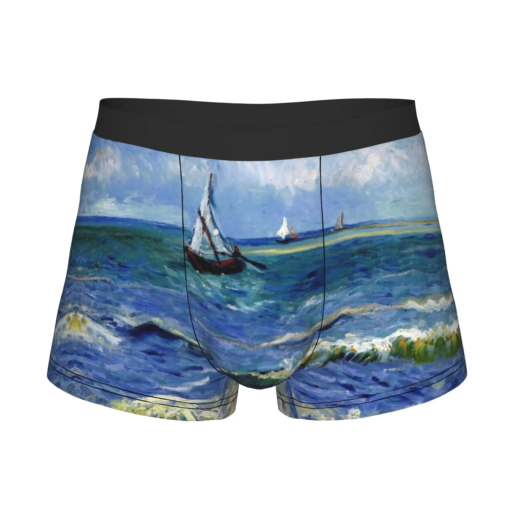 Vincent Van Gogh Boxers Shorts Panties Male Underpants Comfortable Beach at Scheveningen in Stormy Weather Briefs Underwear