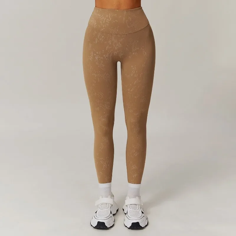 Pmwrun-Legging taille haute pour femme, vêtement actif, tissu à séchage rapide, imprimé feuille, fitness, yoga