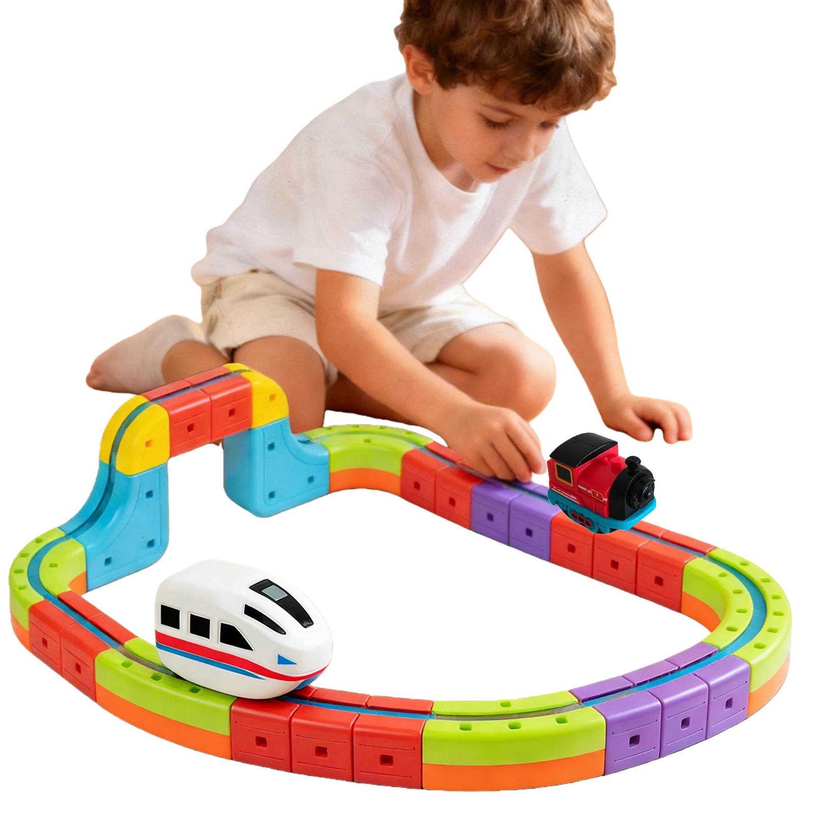 

Electric Magnetic Train Railway Track Toys Birthday Christmas New Year Gifts Rail Train Set for 3 4 5 6 7 8 Years Old Boys Girls