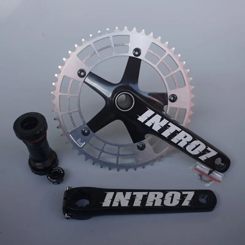 

INTRO7 Hollow Integrated Crankset Fixie Bicycle Chainring 51T 165mm Crank BCD 144mm Fixed Gear Bike Crankset With BB