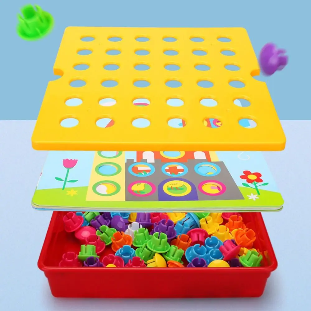 Zabawka edukacyjna 3D DIY Montessori: Puzzle z grzybkami i zwierzętami z kreskówek, sensoryczna zabawka do nauki, rozpoznawania, urocze puzzle do dopasowywania kolorów.