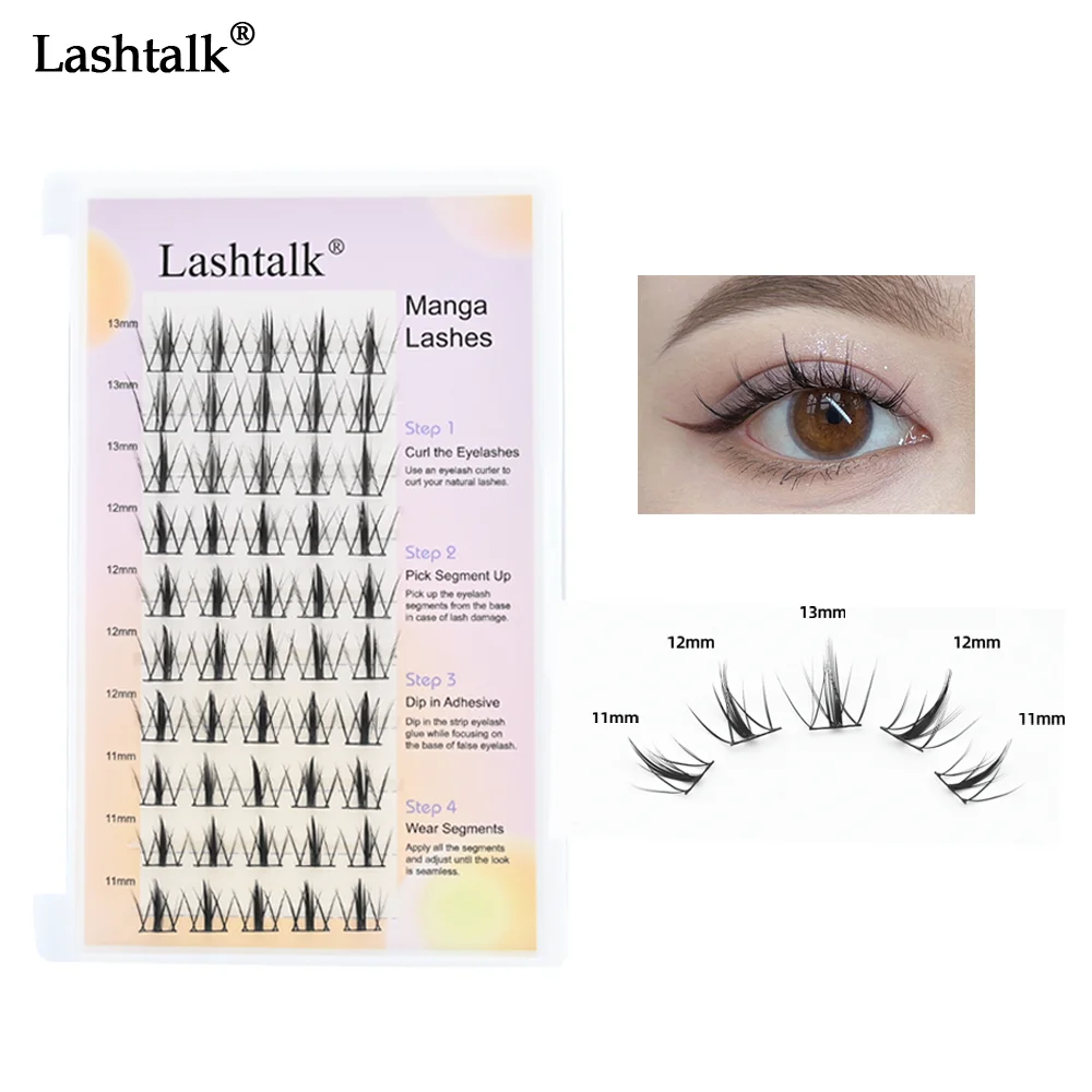 

Lashtalk DIY Airy Cloudy Little Devil Manga False Eyelash Extensions 3D Natural 10 Rows 50 Clusters Dense Volume Thick Makeup