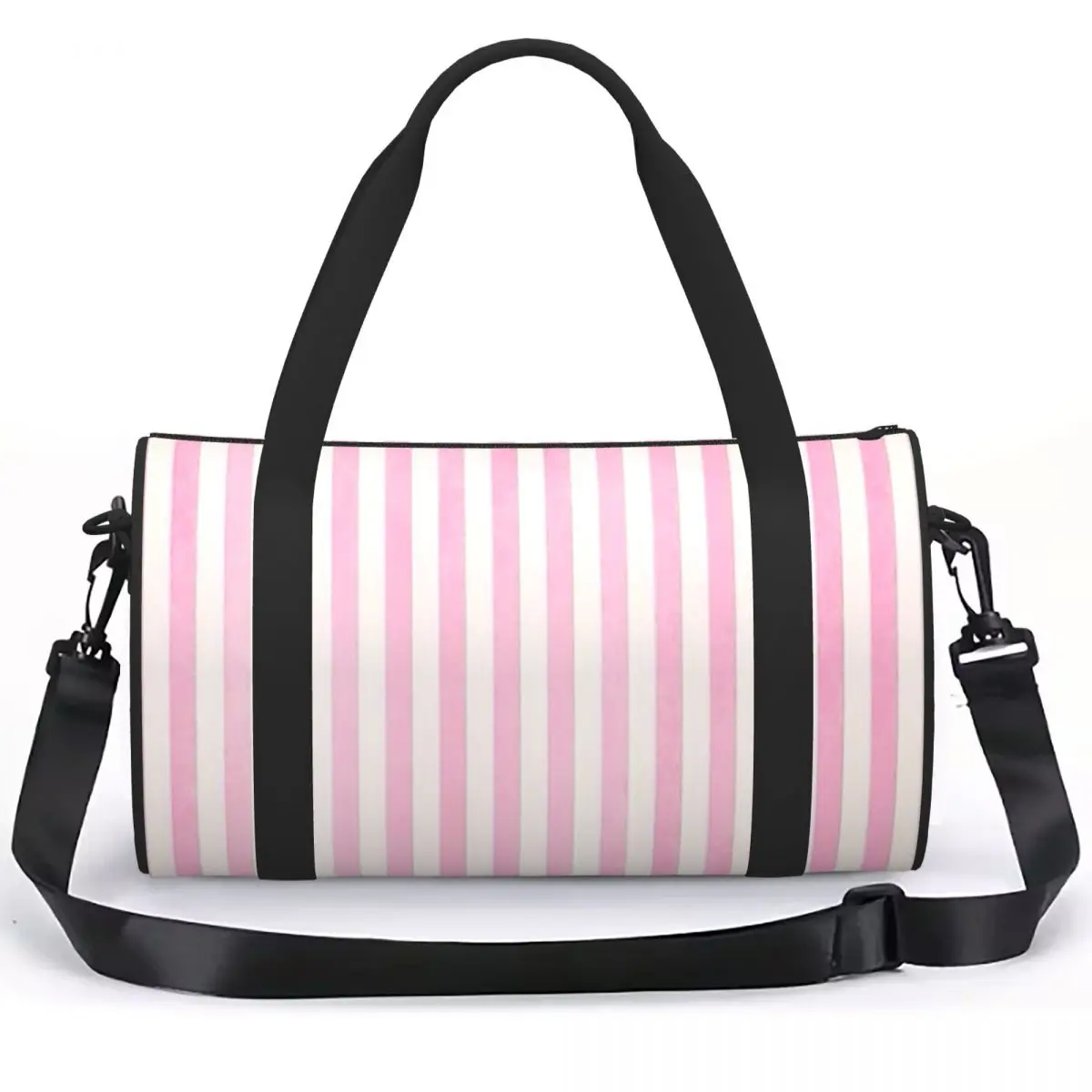 Pale Pink White Stripes Luggage Bag Multi-Functional Duffle Tote Bag Handbags Gym Bags Fitness Bag for Boys Girls