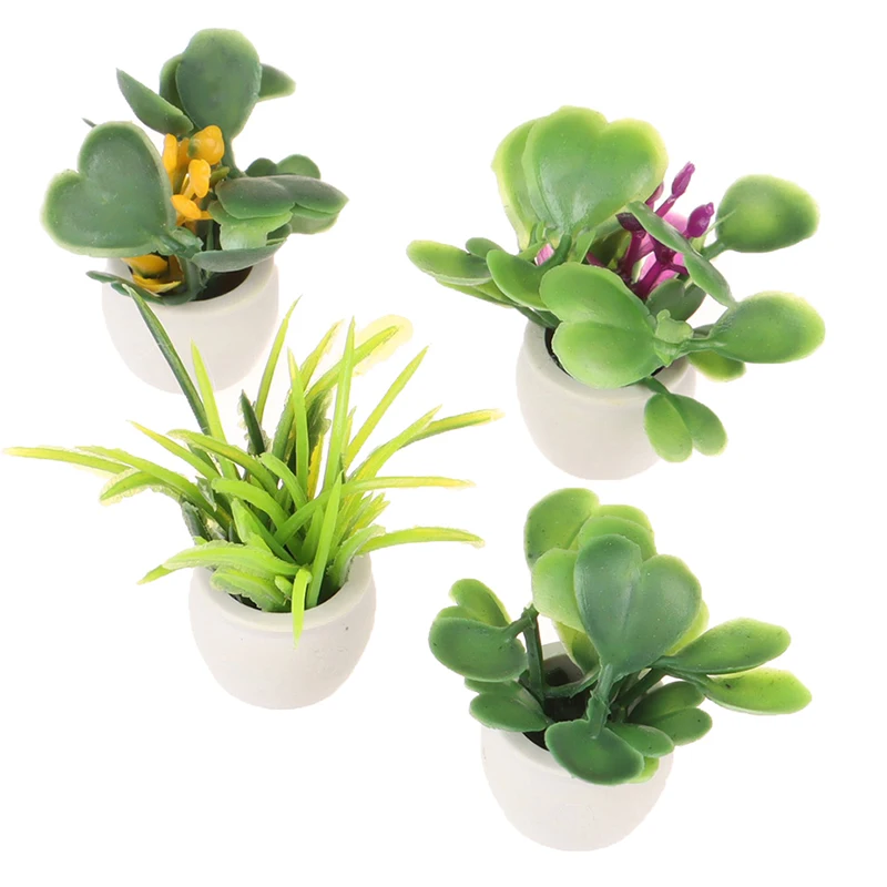 Casa de muñecas en miniatura, adorno de jardín de hadas, Mini planta verde, maceta de flores, decoración de casa de muñecas, árbol de simulación en maceta para el hogar, 1/12