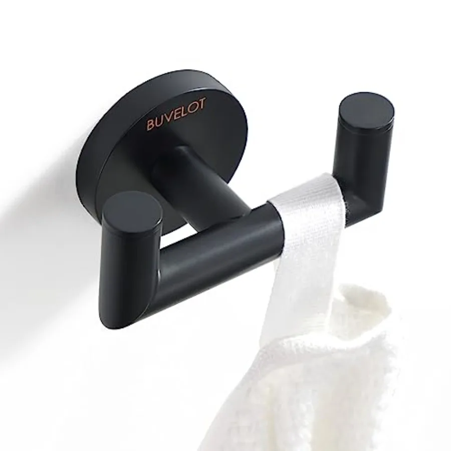 

Towel Hook, Coat Hooks for Bathroom and Kitchen, Double Robe Hook Wall Mounted,,077020-MB, Leo Series