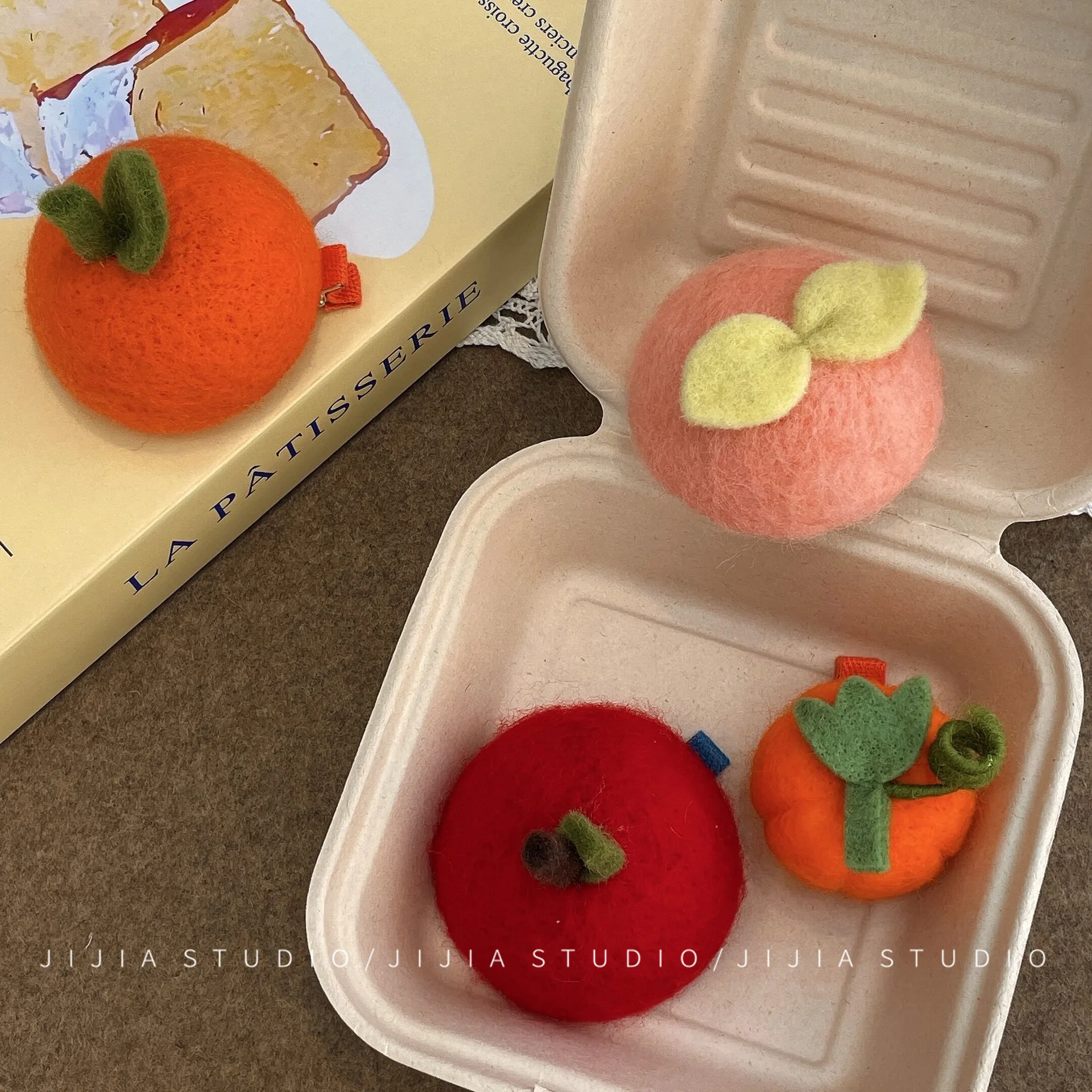 

Cartoon Fruit Felt Wool Hair Clips Mini Top Hat 3D Pumpkin Design Girls Baby Cute Hair Accessories