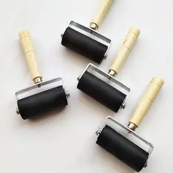 1Pc 6cm Printmaking Roller Wooden Handle Rubber Roller Brayer, Children Drawing Art Stamping Tools Ink Painting Rollers, baren