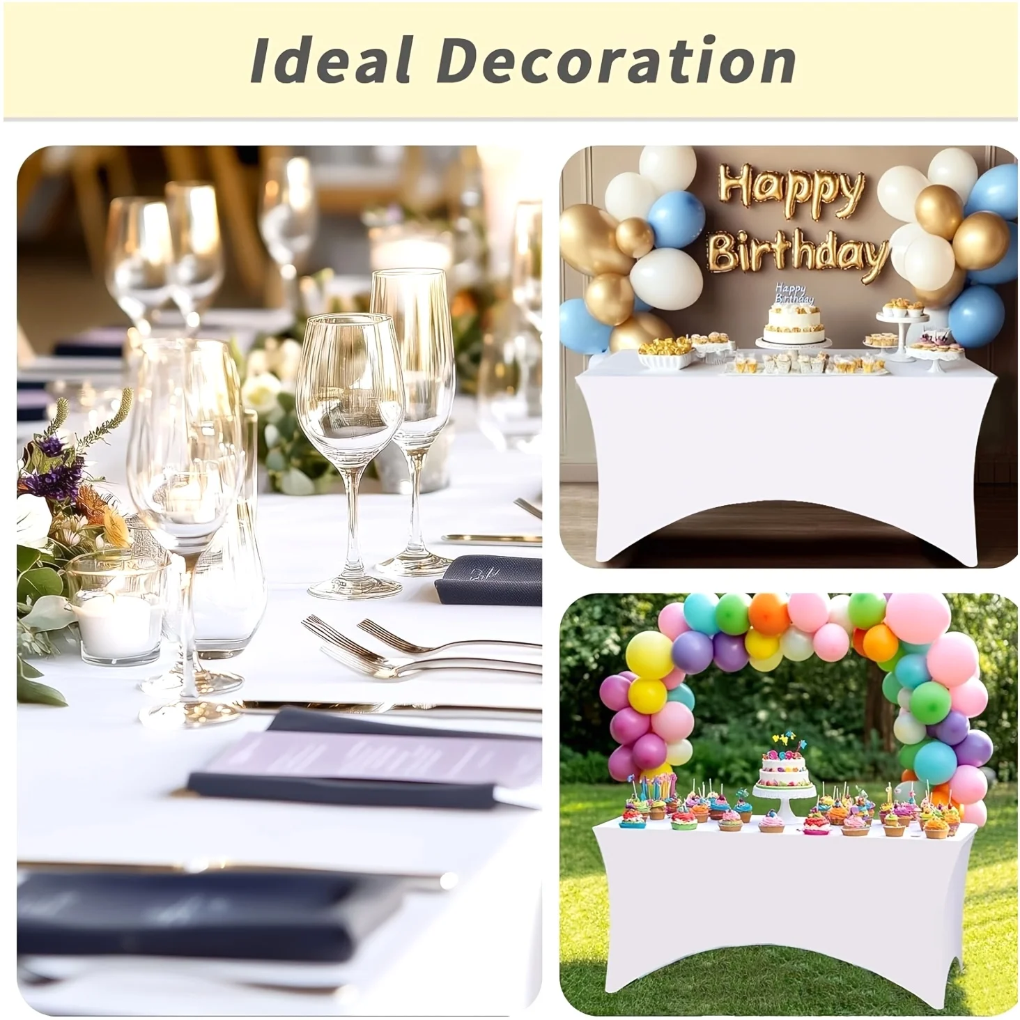 

6/12 pcs Stretchable Spandex Table Covers for Rectangular Tables (6 ft), Elastic Fit, Wrinkle-Resistant, Easy to Install – Ideal