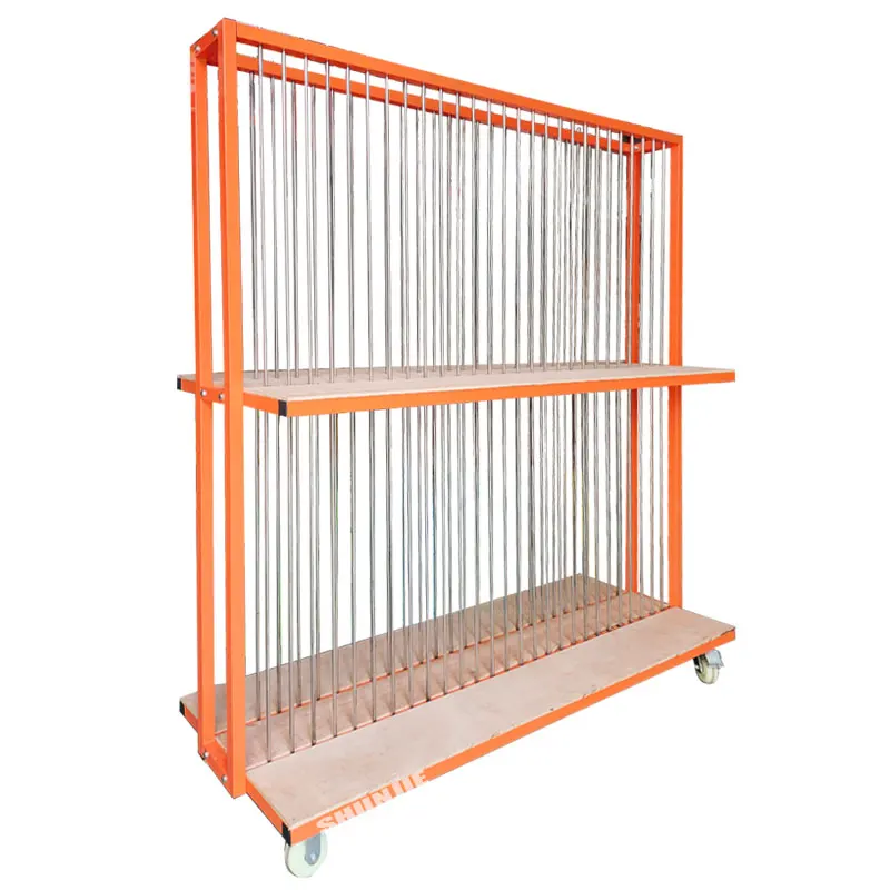 500kg Load Capacity Double Layer Door Window Frame Storage Transport Trolley With Stainless Steel Partition Line Glass Trolley