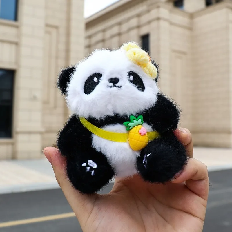 Cute Panda Plush Keychain Cartoon Kawaii Animal Soft Stuffed Doll Keyring Bag Pendant Charms Backpack Decoration Girls Gift