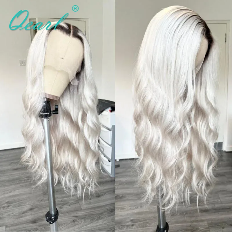 

Ombre Icy White Blonde Full Lace Wig Human Hair 32inchs Long HD Lace Frontal Wigs Virgin Loose Body Wave Pre Plucked 180% Qearl