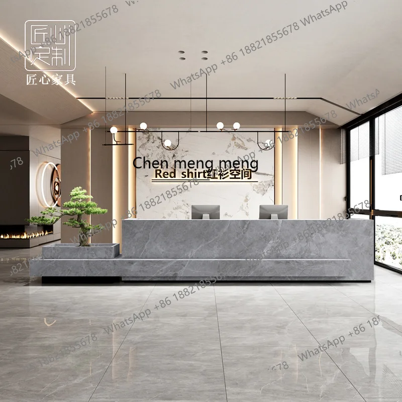 مكتب استقبال لفندق الشركة، طاولة بار لصالونات التجميل الرخامية، مكتب استقبال لمؤسسة التدريب على الطراز الصيني الحديث