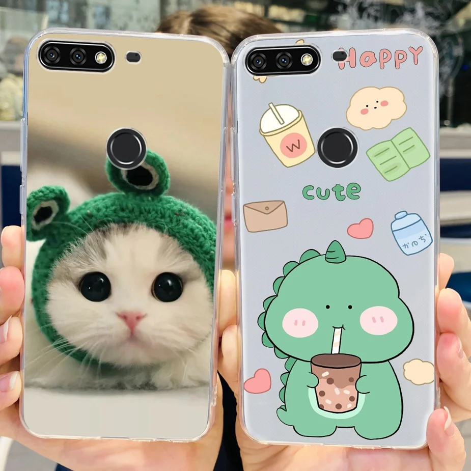 For Huawei Y7 Prime 2018 Case Luxury Painted Back Cover Clear Silicone Soft Fundas Phone Cases For Huawei Y7 Pro 2018 Back Cover