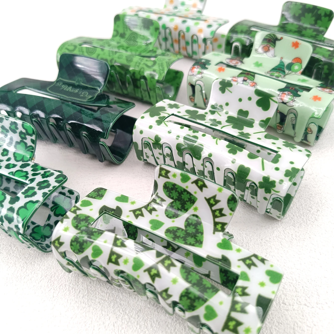 8.2cm 2024 St. Patrick\'s Day Clover Hair Clip Heart shaped Leaf Headpiece Irish Festival Collection Party Decoration