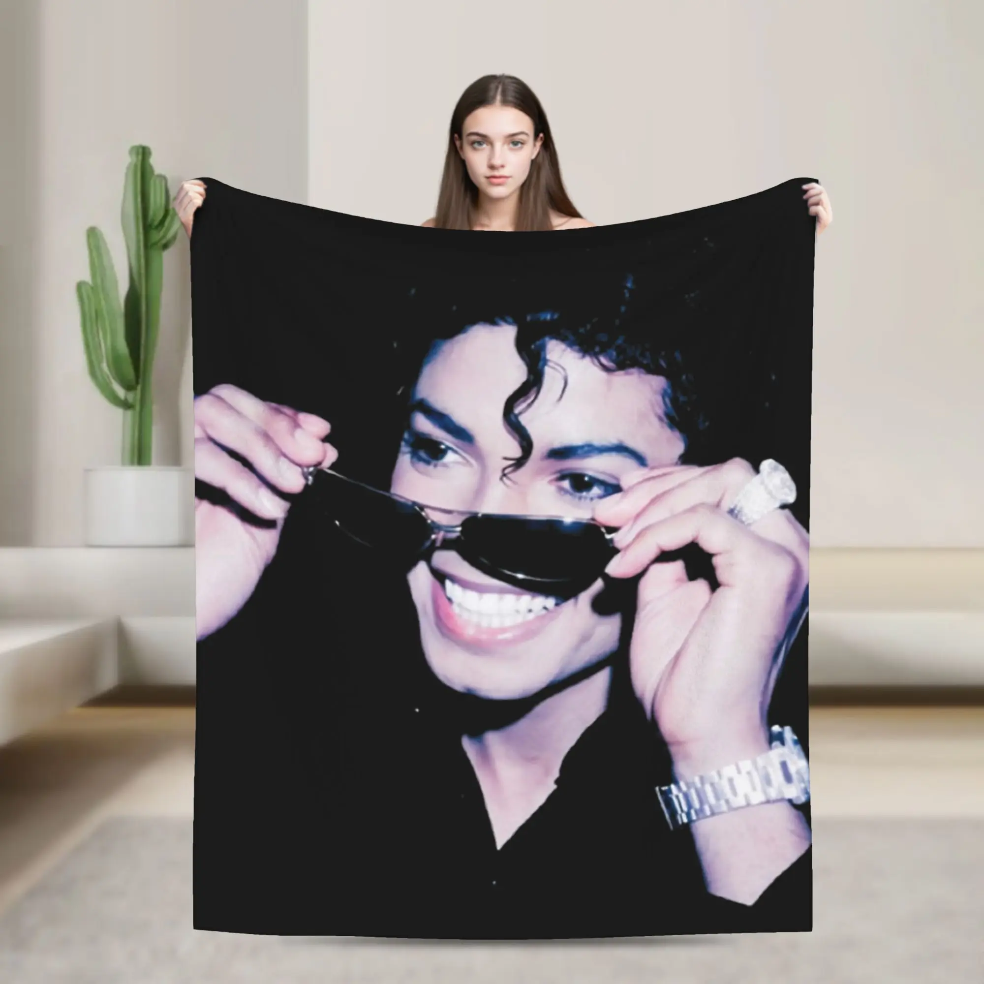 King Of Pop Michaels Jacksons Blankets Fleece Print  Multi-function Super Warm Throw Blankets for Sofa Couch Rug Piece