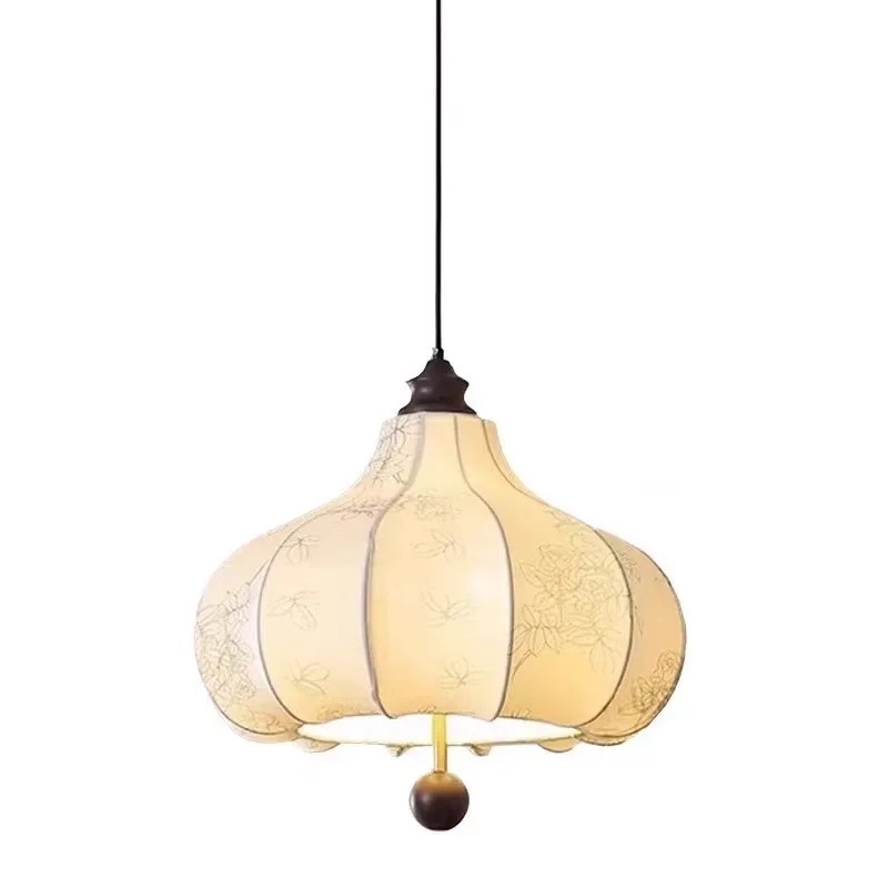 

Retro French style bedroom fabric small chandelier printing medieval living room dining room bar solid wood cloakroom lighting