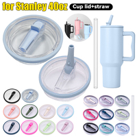 40oz Tumbler Flip Straw Lid Replacement for Stanley Quencher H2O Spill Proof Splash Resistant Tumbler Lids Reusable Straw Cap