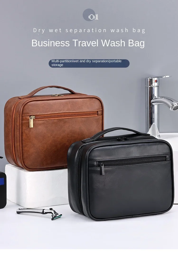Kosmetiktaschen für Herren, Reiseutensilien, Kosmetik-Organizer, faltbar, zum Aufhängen, Aufbewahrungstasche, transparent, wasserdicht, Luxus-Make-up-Tasche – Detail 1