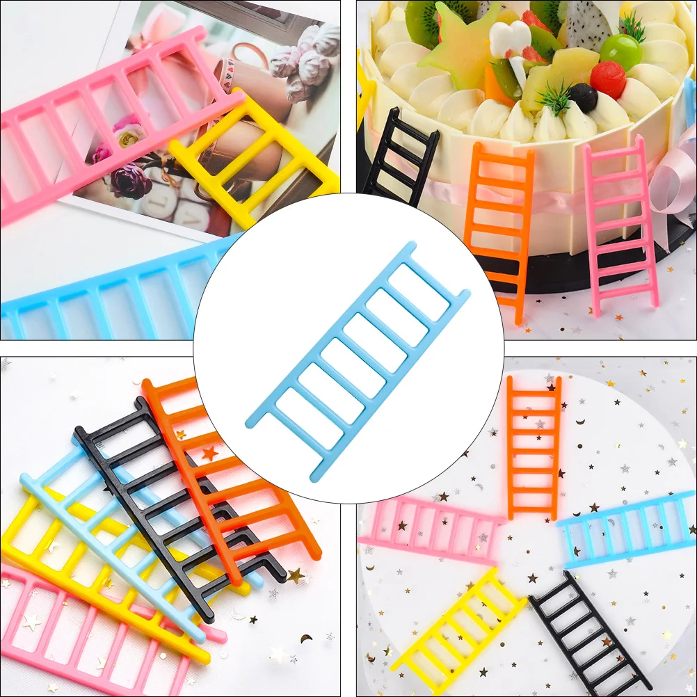 

10pcs Plastic Ladder Plastic Ladder Decor Shape Topper Supplies for Cake Topper Cake Decorating Party Accessories