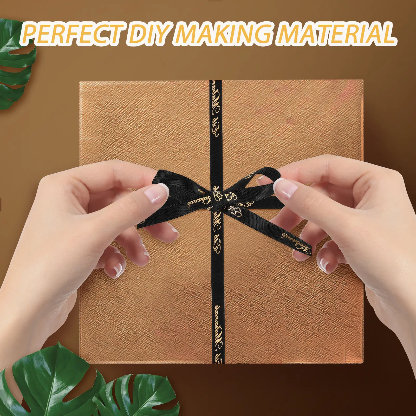 1 Roll Eid Ribbon Polyester Satin Gift Wrapping Ribbon for DIY Bows Party Decoration Festival Craft Home Accessory Packing Strap