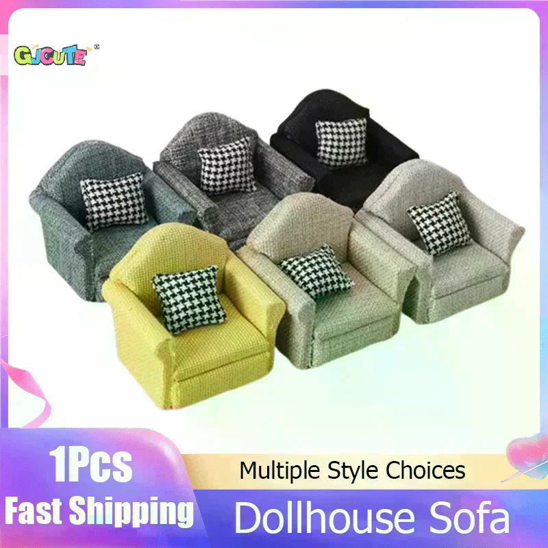 1/12 Poppenhuis Mini Vlas Bank Sierkussen Model Miniatuur Woonkamer Meubels Poppenhuis Thuis Scène Decoratie Accessoires