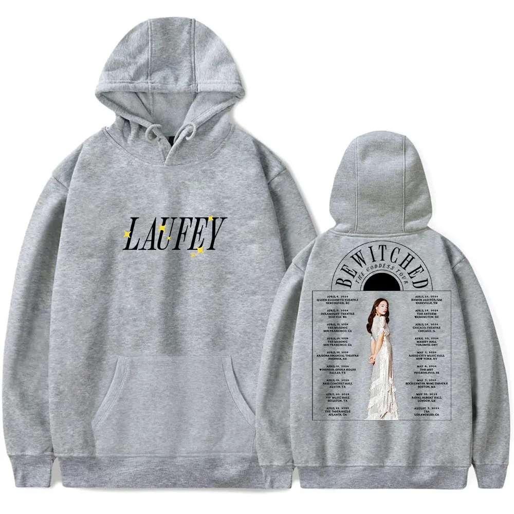 Laufey Print Hoodie Bewitched The Goddess Tour Merch Women Men Fashion Casual Long Sleeve Sweatshirts Hip Hop Gothic Streetwear