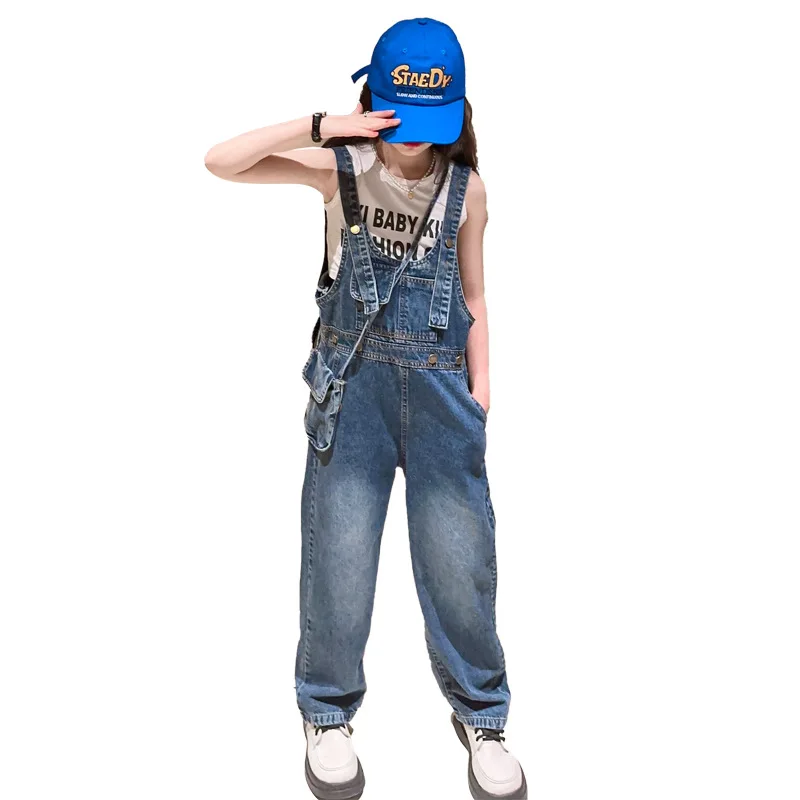 New Girls Denim Overalls Autumn Winter Children Clothing Casual Kids Suspender Trousers Girls Solid Kids Jumpsuit Teenage Jeans