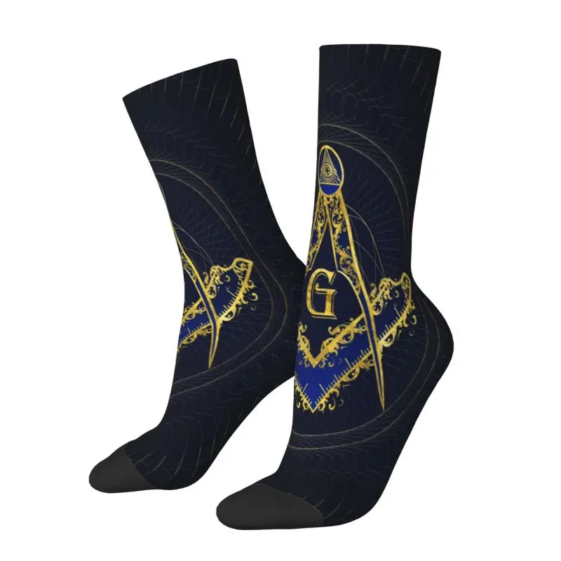 Freemasonry Masonic Symbol Mens Crew Socks Unisex Novelty 3D Printing Freemason Dress Socks