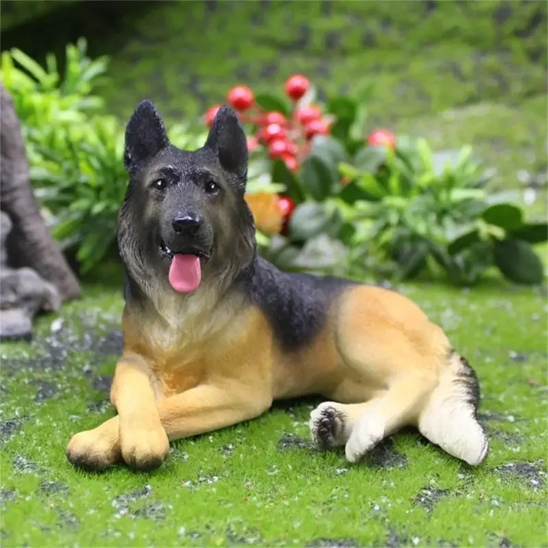 Realistic German Shepherd Model Resins Animal Statue Figurine for Dog Lover Gift