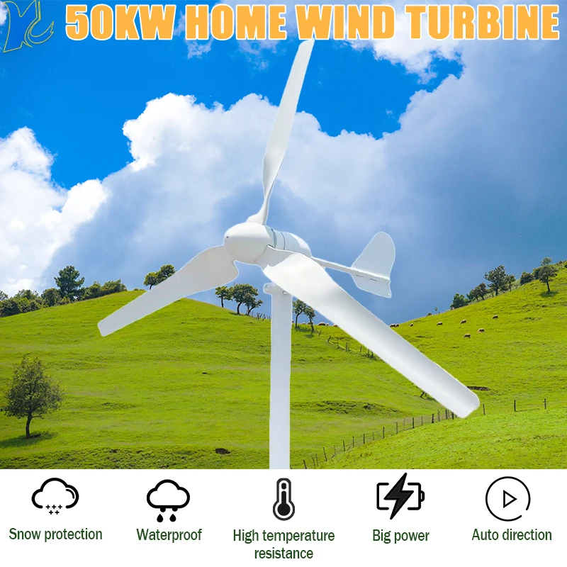 

50KW Horizontal axis Wind Power Turbine 20KW Wind Generator For Home Farm 50000W 12V 24V 48V 96V Windmill For Off On Grid System