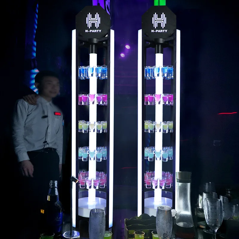 

Светящийся держатель для коктейльной чашки для бара, 60-луночная вращающаяся чашка KTV, цветное боковое стекло для шампанского и вина