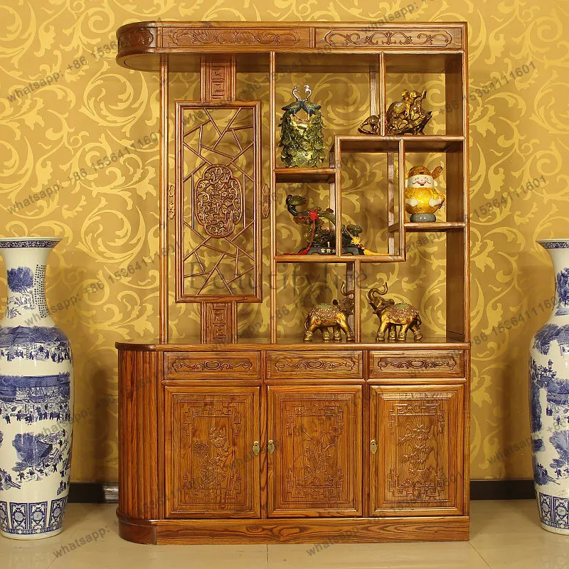 Ming and Qing antique solid wood furniture foyer entrance shoe cabinet Bogu rack