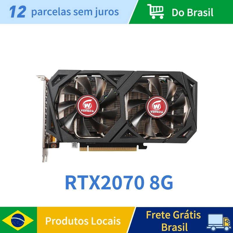 VEINEDA RTX 2070 8GB Graphics Card GDDR6  8pin 256Bit PCI Express 3.0x16 1410MHz PC gaming  placa de video