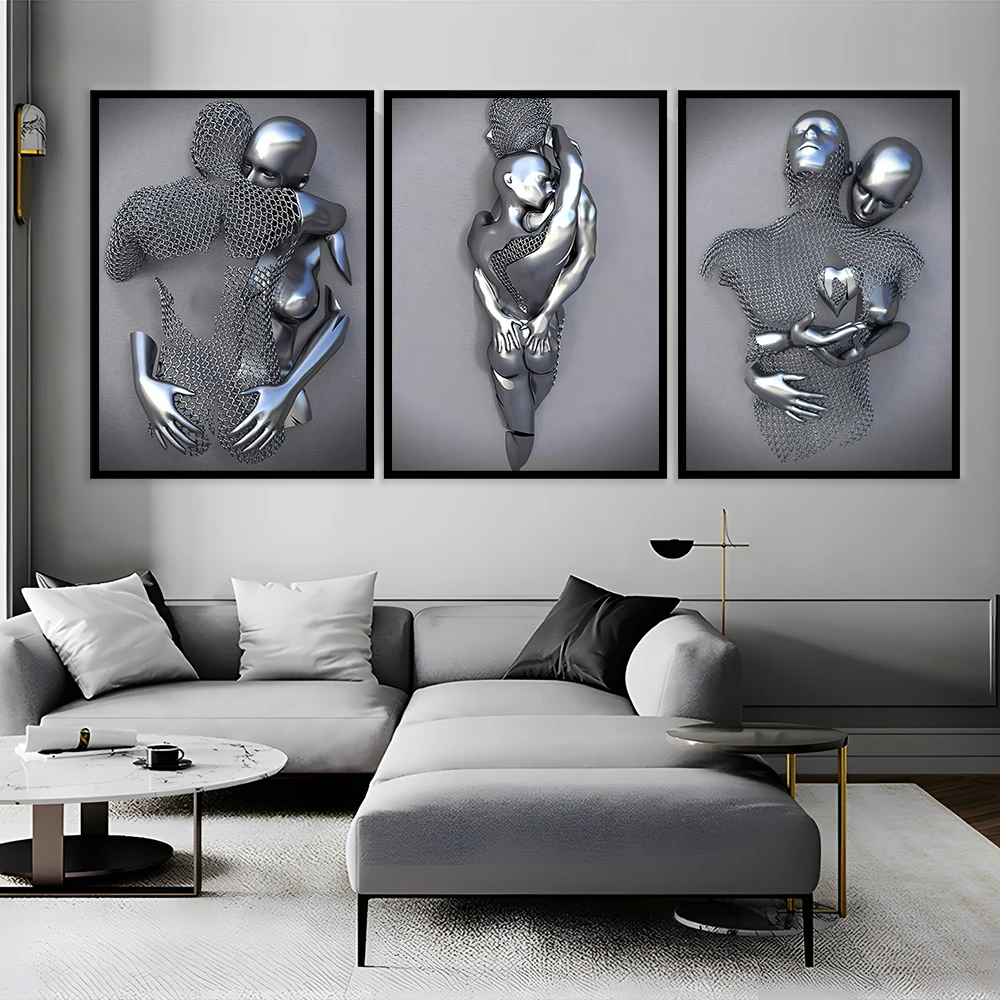 Metal Robot Abstract Art Sculpture Canvas Poster Exquisite Light Luxury Erotic Wall Decor Painting Prints Home Decoration Murals