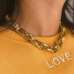 Vintage Thick Exquisite Collar Necklace for Men 2023 Simple and Creative Gold Color Metal Charm for Girls Fashion Jewelry