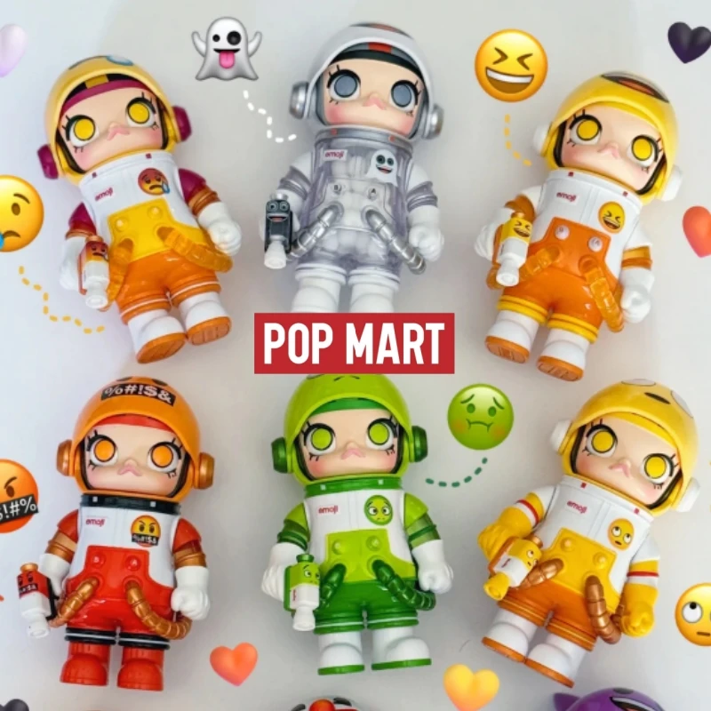 

В наличии Официальный Popmart Mega четвертого поколения Space Molly Emoj Series Сюрприз слепая коробка настольное украшение подарки на день рождения игрушка