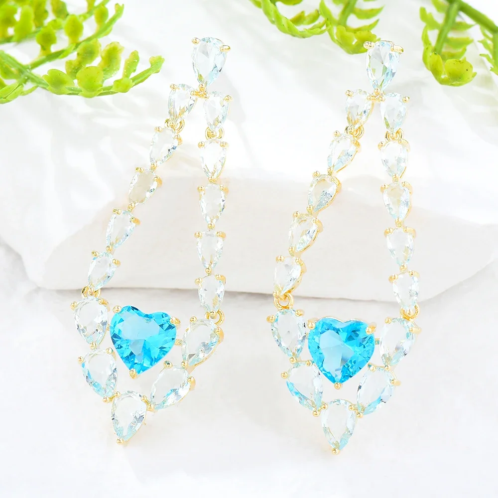 

Missvikki Luxury Trendy Drop Earrings Trendy Cubic Zircon Indian Earrings for women Wedding Engagement Party JEWELRY GIFT