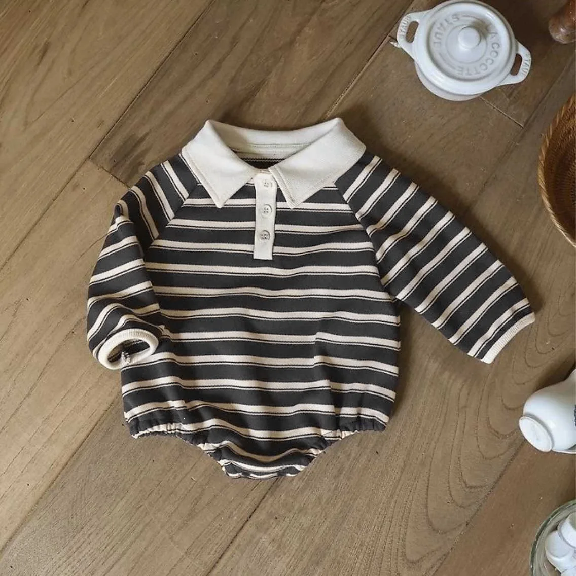 2026 Autumn New Baby Girl Long Sleeve Lapel Bodysuit Newborn Infant Boy Polo Collar Jumpsuit Toddler Casual Clothes