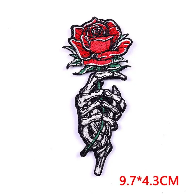 50Pcs Bulk Embroidered Patches for Clothes Rose Clothing Stickers Sewing Iron On Patch Thermal Adhesive Applique Fusible